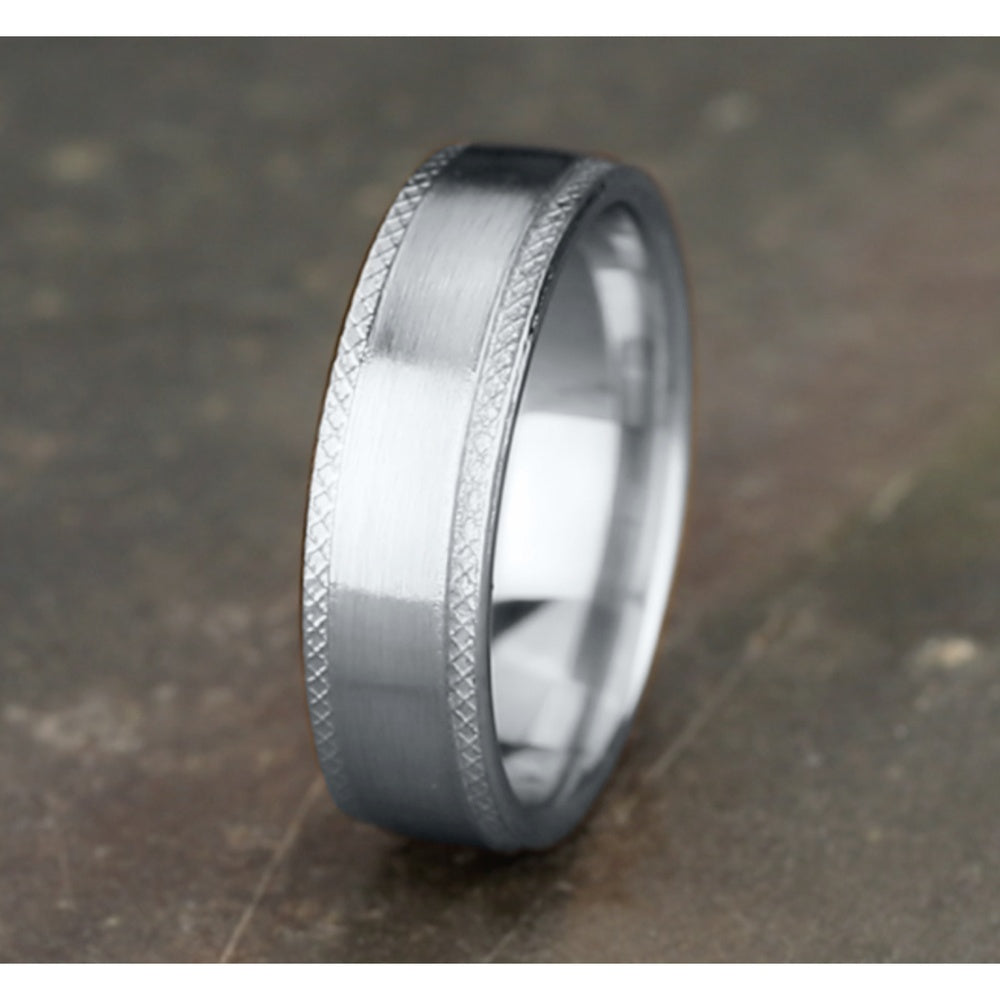 The Assassin Men's Wedding Band in 14K White Gold - 6.5mm Width by Benchmark