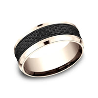 The Athlete Men's Wedding Band in 14K Rose Gold and Black Titanium - 8mm Width by Ammara Stone