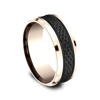 The Athlete Men's Wedding Band in 14K Rose Gold and Black Titanium - 8mm Width by Ammara Stone