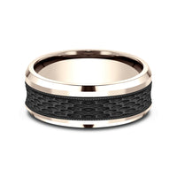 The Athlete Men's Wedding Band in 14K Rose Gold and Black Titanium - 8mm Width by Ammara Stone