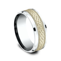 The Athlete Men's Wedding Band in 14K White and Yellow Gold - 8mm Width by Benchmark