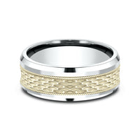 The Athlete Men's Wedding Band in 14K White and Yellow Gold - 8mm Width by Benchmark