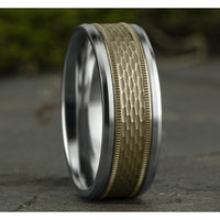 The Athlete Men's Wedding Band in 14K White and Yellow Gold - 8mm Width by Benchmark