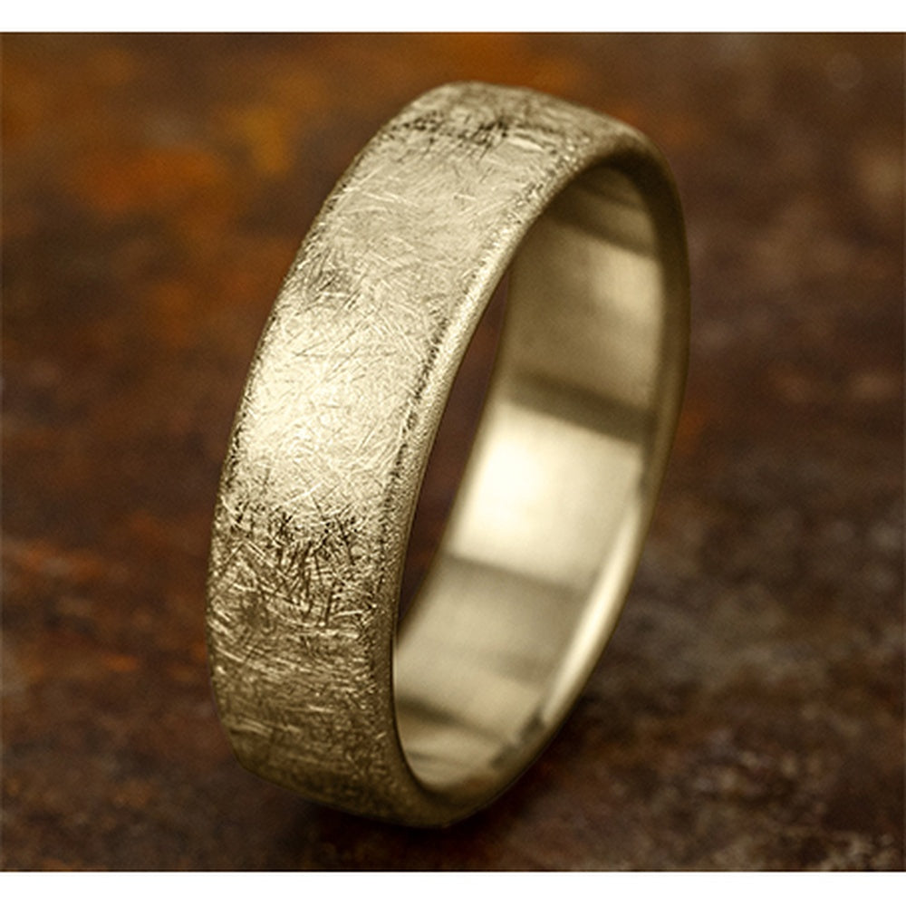 The Aurora Men's Wedding Band in 14K Yellow Gold - 6.5mm Width by Benchmark