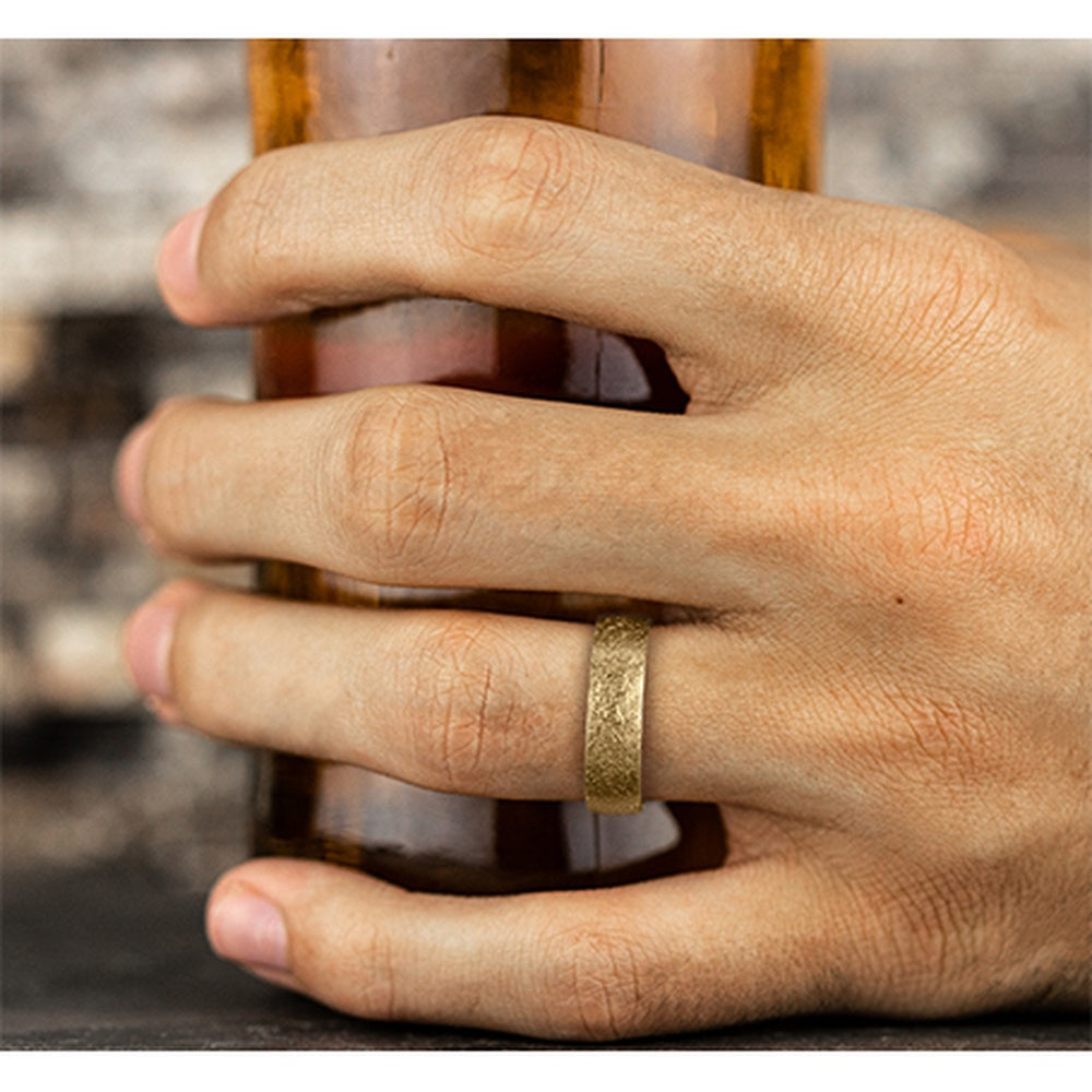 The Aurora Men's Wedding Band in 14K Yellow Gold - 6.5mm Width by Benchmark