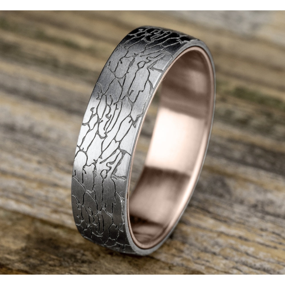 The Avalon Men's Wedding Band in 14K Rose and White Gold - 6.5mm Width by Benchmark