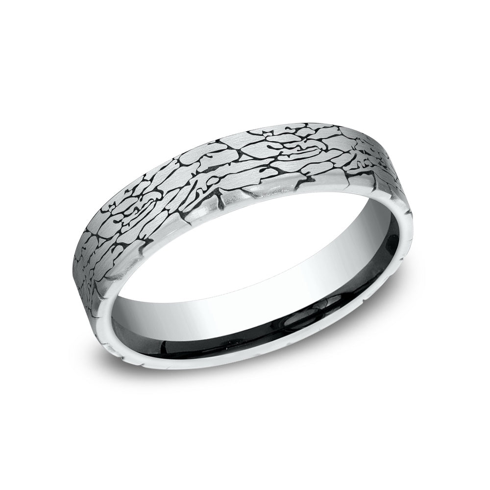 The Avalon Men's Wedding Band in 14K White Gold - 5mm Width by Benchmark