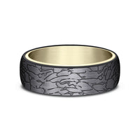 The Avalon Men's Wedding Band in 14K Yellow Gold and Black Titanium - 6.5mm Width by Ammara Stone