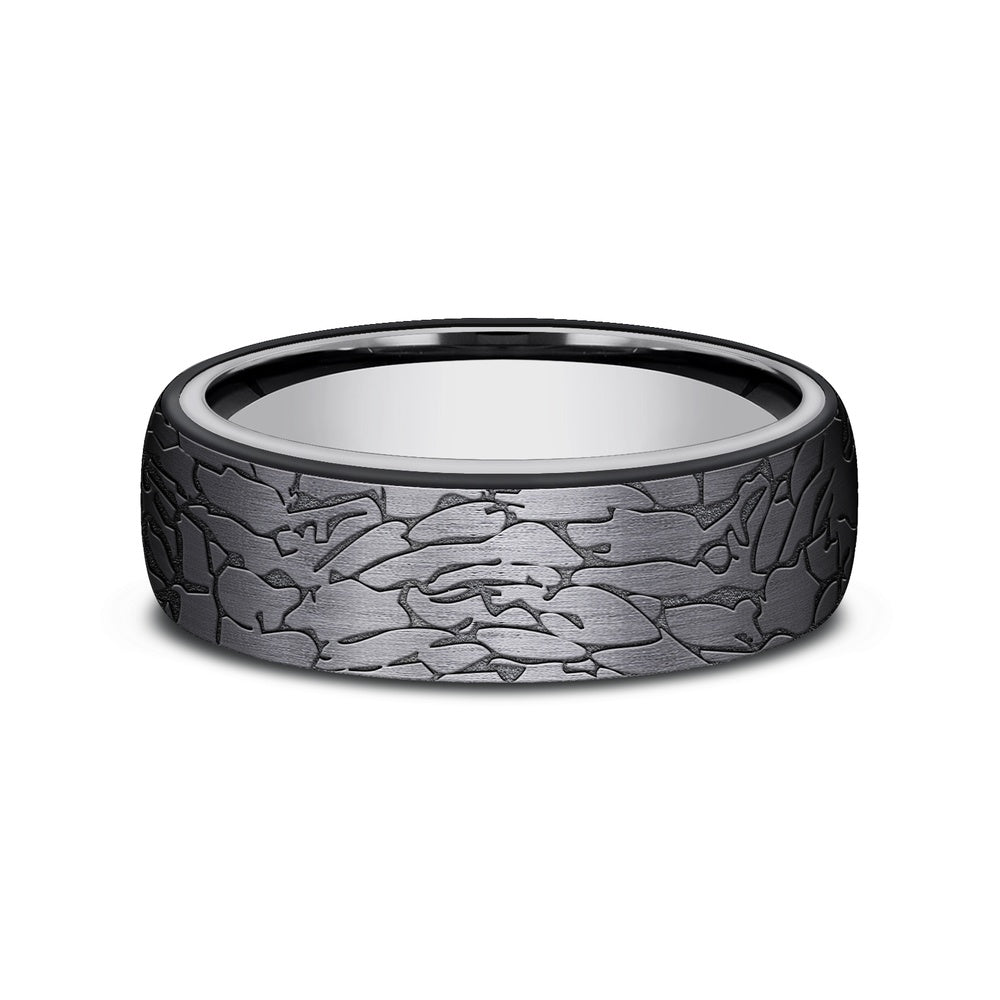The Avalon Men's Wedding Band in Grey Tantalum and Black Titanium - 6.5mm Width by Tantalum