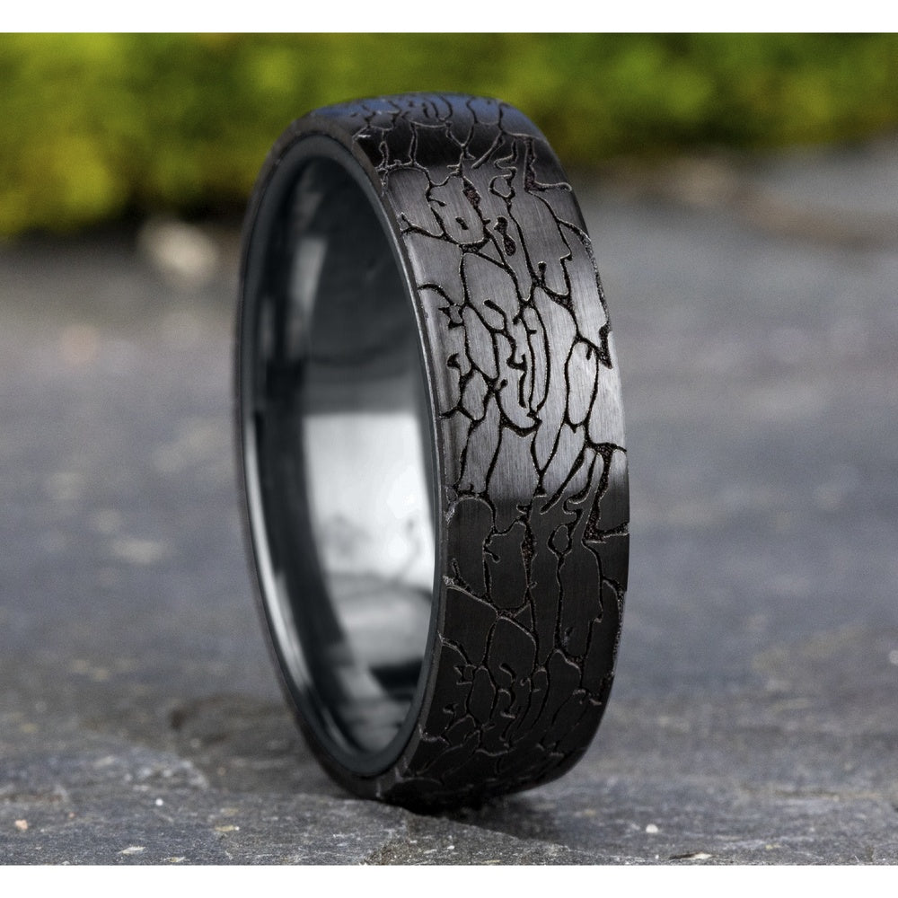 The Avalon Men's Wedding Band in Grey Tantalum and Black Titanium - 6.5mm Width by Tantalum