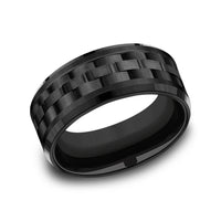 The Aviator Men's Wedding Band in Black Titanium - 9mm Width by Forge