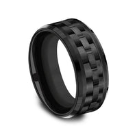 The Aviator Men's Wedding Band in Black Titanium - 9mm Width by Forge