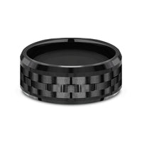 The Aviator Men's Wedding Band in Black Titanium - 9mm Width by Forge