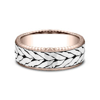 The Axis Men's Wedding Band in 14K Rose Gold and Grey-Black Titanium - 7.5mm Width by Ammara Stone