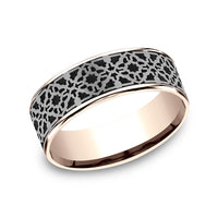 The Aztec Men's Wedding Band in 14K Rose Gold and Grey/Black Titanium - 7.5mm Width by Ammara Stone