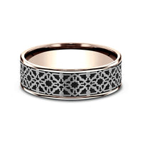 The Aztec Men's Wedding Band in 14K Rose Gold and Grey/Black Titanium - 7.5mm Width by Ammara Stone
