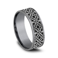 The Aztec Men's Wedding Band in Grey Tantalum and Grey/Black Titanium - 7.5mm Width by Tantalum