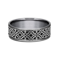 The Aztec Men's Wedding Band in Grey Tantalum and Grey/Black Titanium - 7.5mm Width by Tantalum