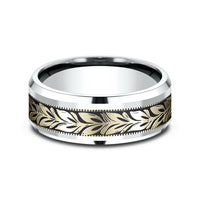 The Bali Men's Wedding Band in 14K White and Yellow Gold - 8mm Width by Benchmark