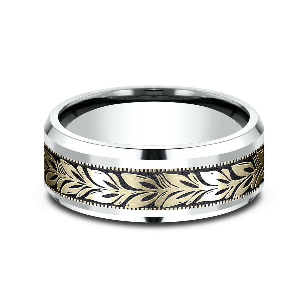 The Bali Men's Wedding Band in 14K White and Yellow Gold - 8mm Width by Benchmark