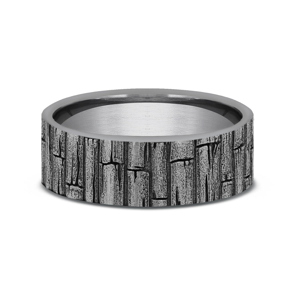 The Bamboo Men's Wedding Band in Grey Tantalum - 7mm Width by Brook and Branch