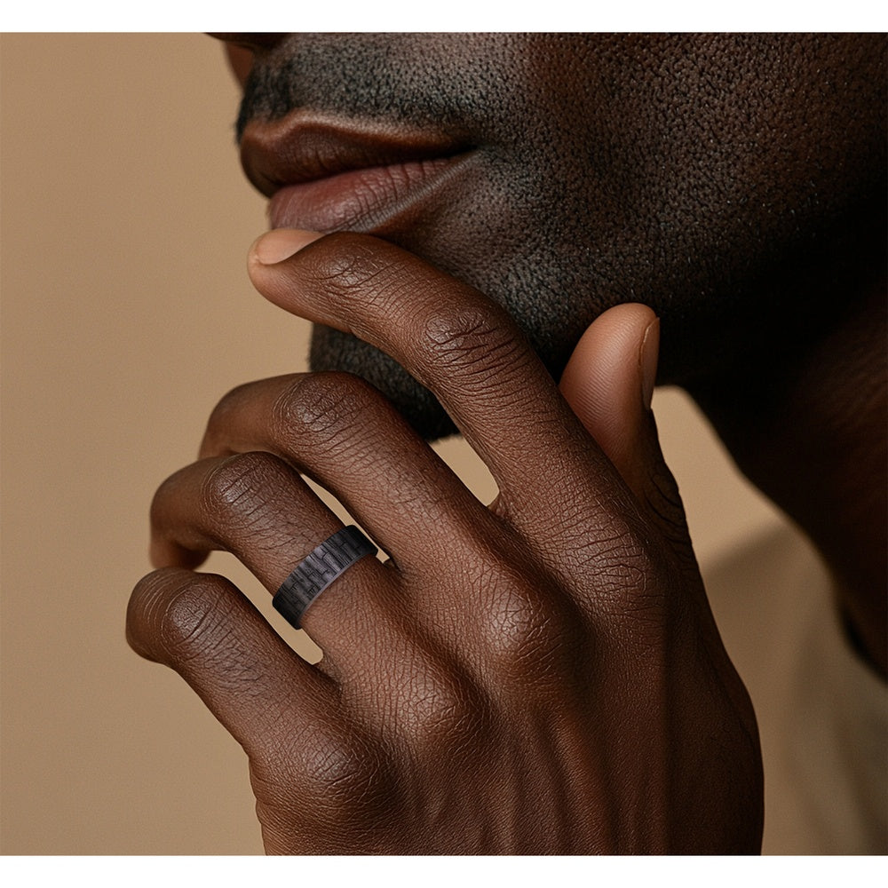 The Bamboo Men's Wedding Band in Grey Tantalum - 7mm Width by Brook and Branch
