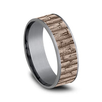 The Bamboo Men's Wedding Band in Grey Tantalum and 14K Rose Gold - 7.5mm Width by Brook and Branch
