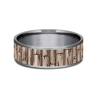 The Bamboo Men's Wedding Band in Grey Tantalum and 14K Rose Gold - 7.5mm Width by Brook and Branch