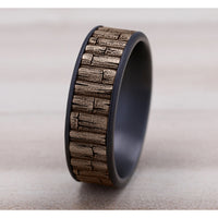 The Bamboo Men's Wedding Band in Grey Tantalum and 14K Rose Gold - 7.5mm Width by Brook and Branch