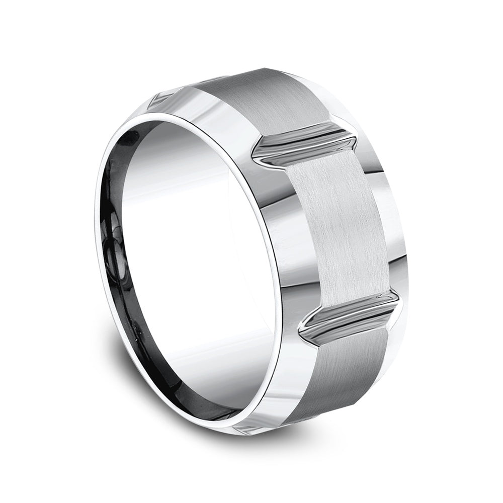 The Barbarian Men's Wedding Band in White Cobalt - 10mm Width by Forge