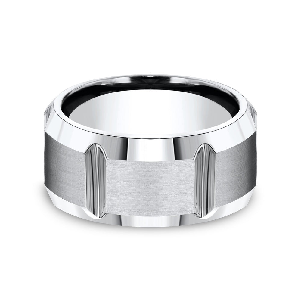 The Barbarian Men's Wedding Band in White Cobalt - 10mm Width by Forge