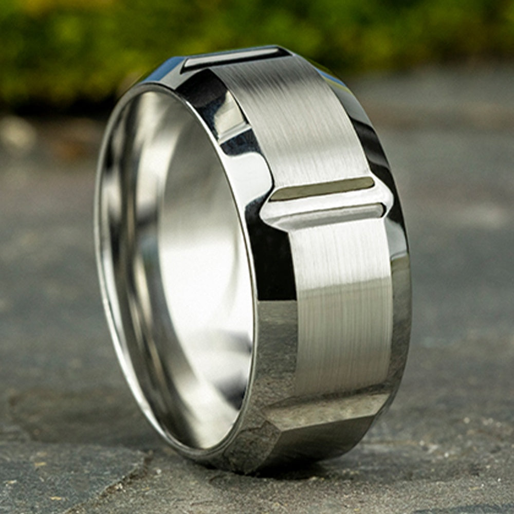 The Barbarian Men's Wedding Band in White Cobalt - 10mm Width by Forge