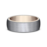 The Baron Men's Wedding Band in 14K Rose Gold and Grey Tantalum - 6.5mm Width by Ammara Stone