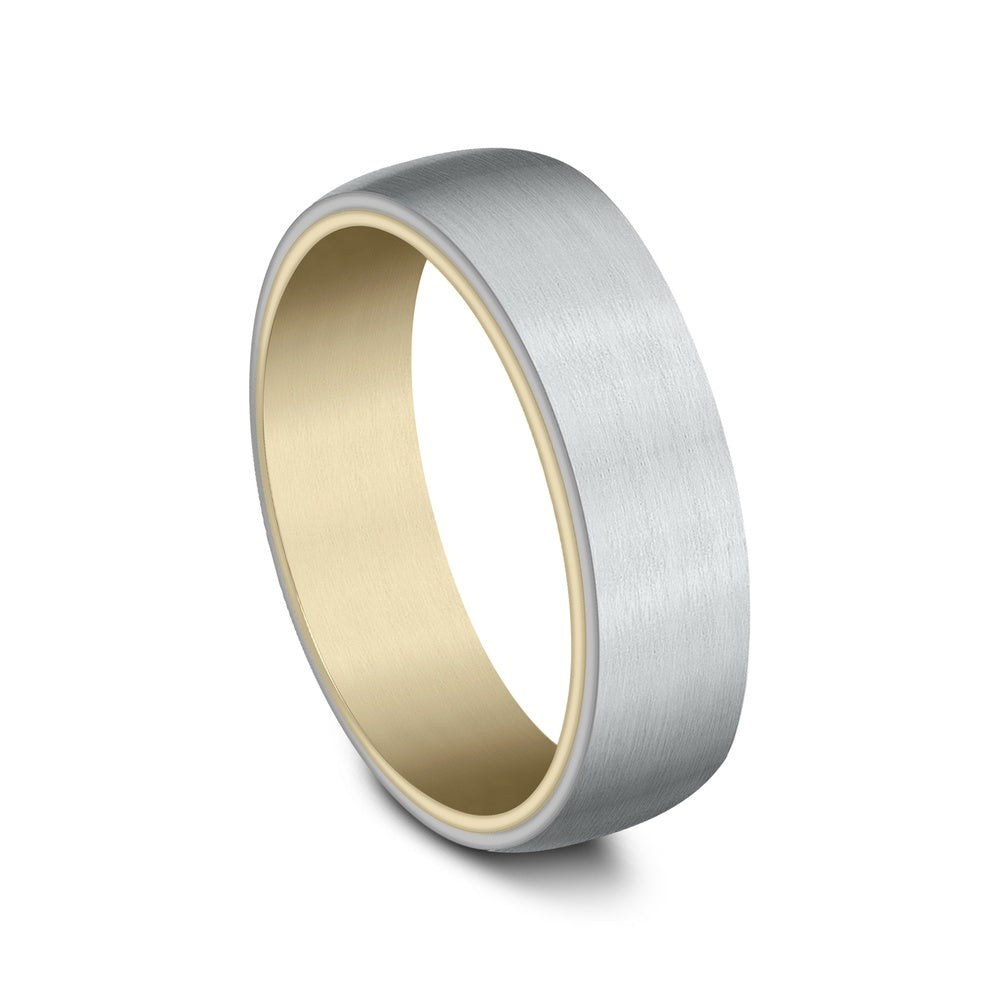 The Baron Men's Wedding Band in 14K Yellow and White Gold - 6.5mm Width by Benchmark