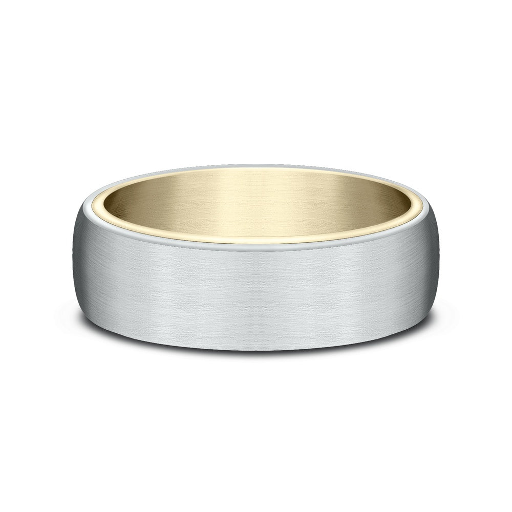 The Baron Men's Wedding Band in 14K Yellow and White Gold - 6.5mm Width by Benchmark