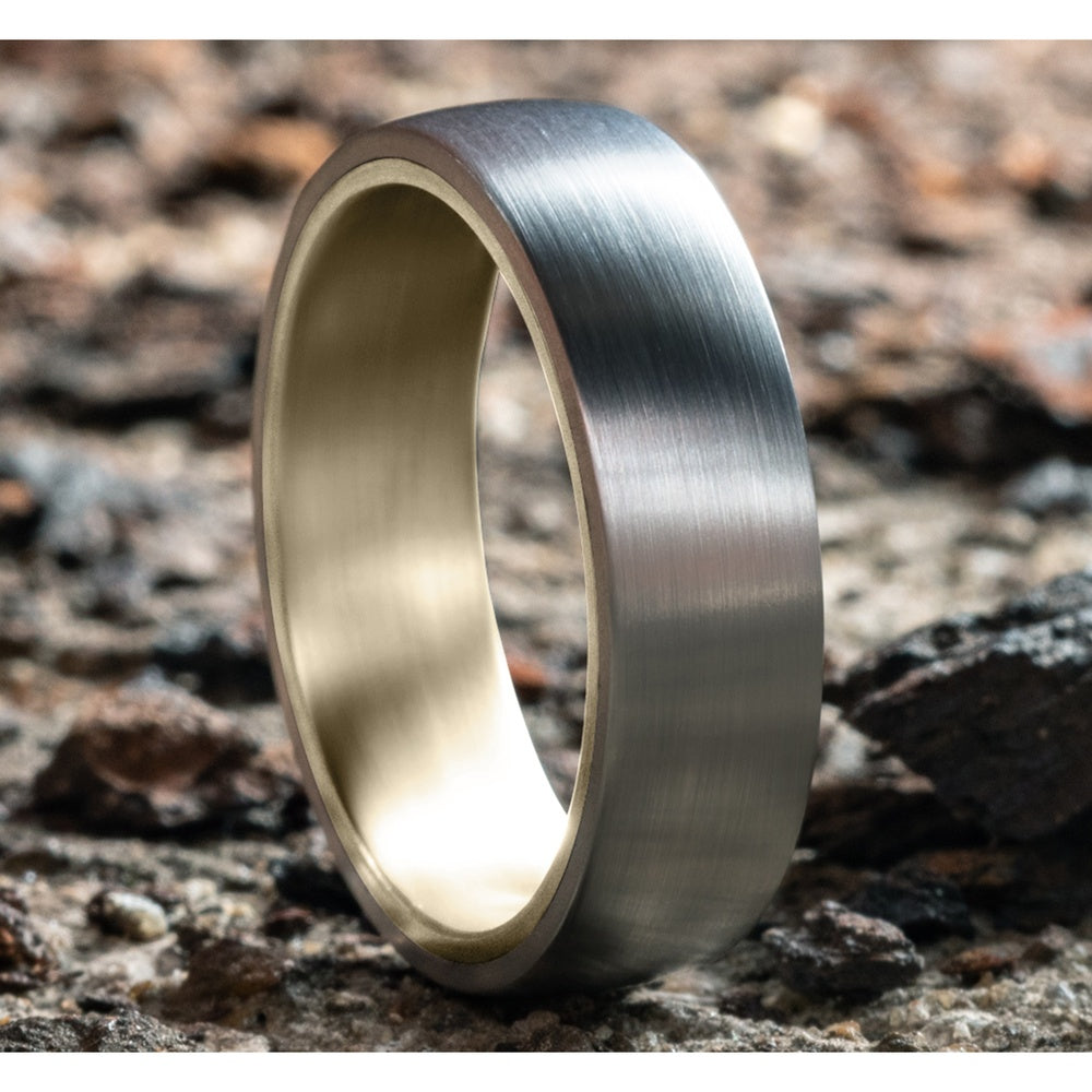 The Baron Men's Wedding Band in 14K Yellow and White Gold - 6.5mm Width by Benchmark