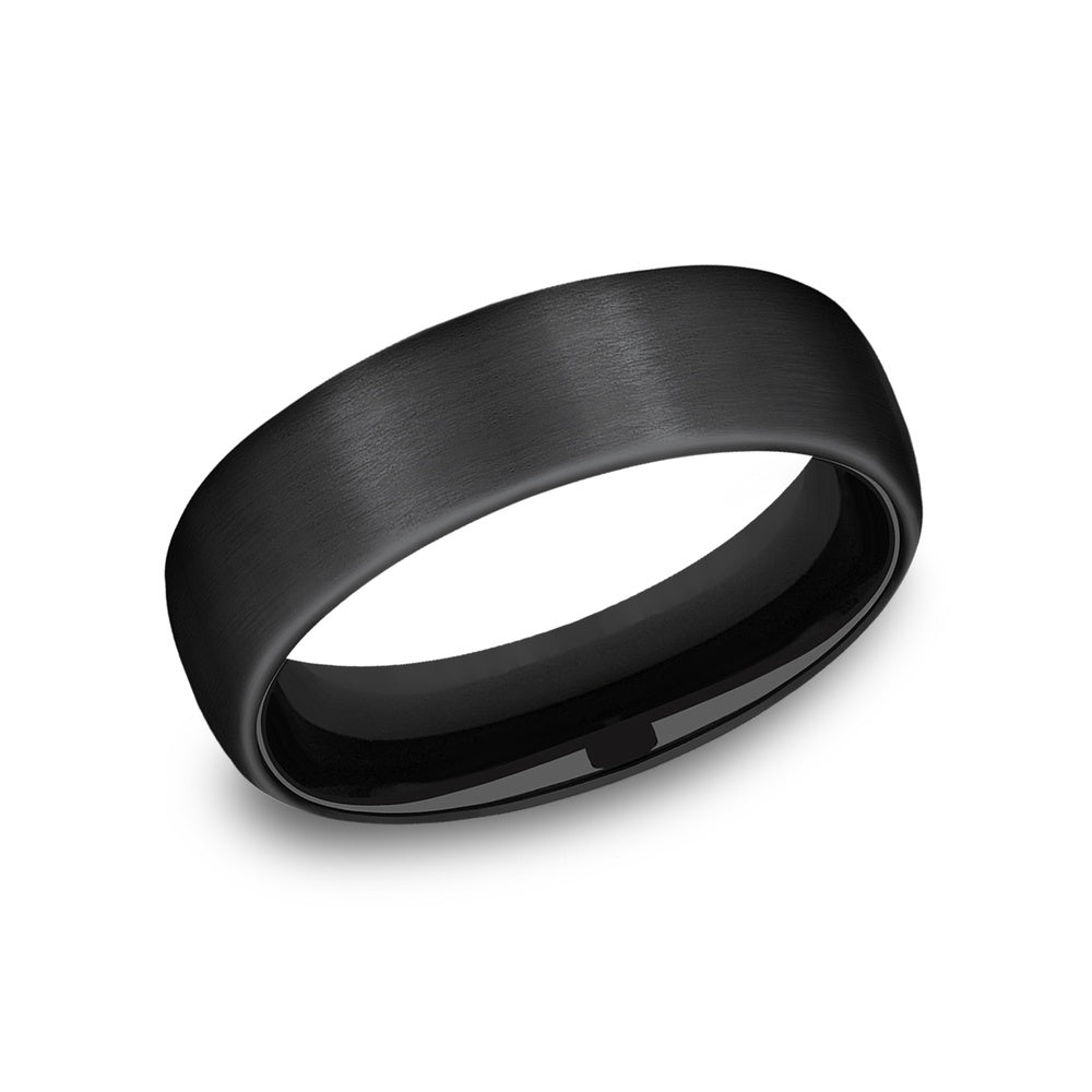 The Baron Men's Wedding Band in Black Titanium - 6.5mm Width by Forge
