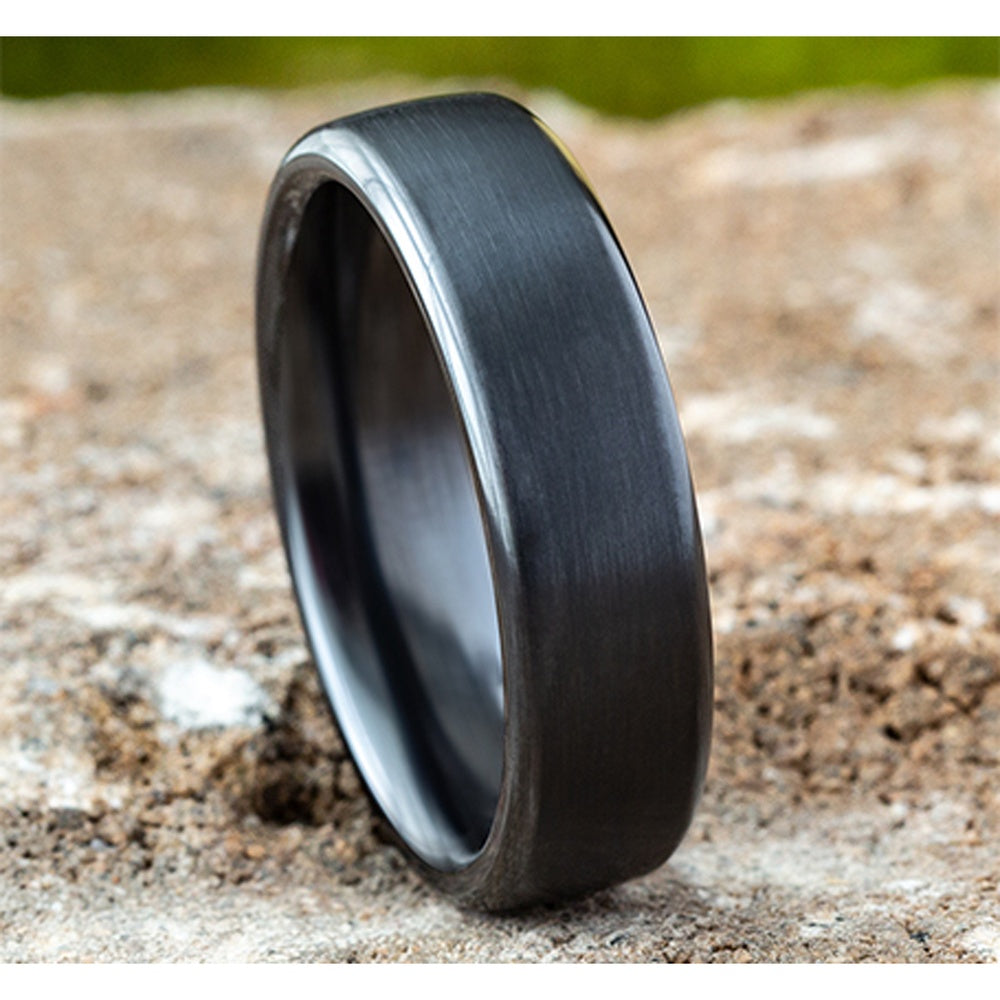 The Baron Men's Wedding Band in Black Titanium - 6.5mm Width by Forge