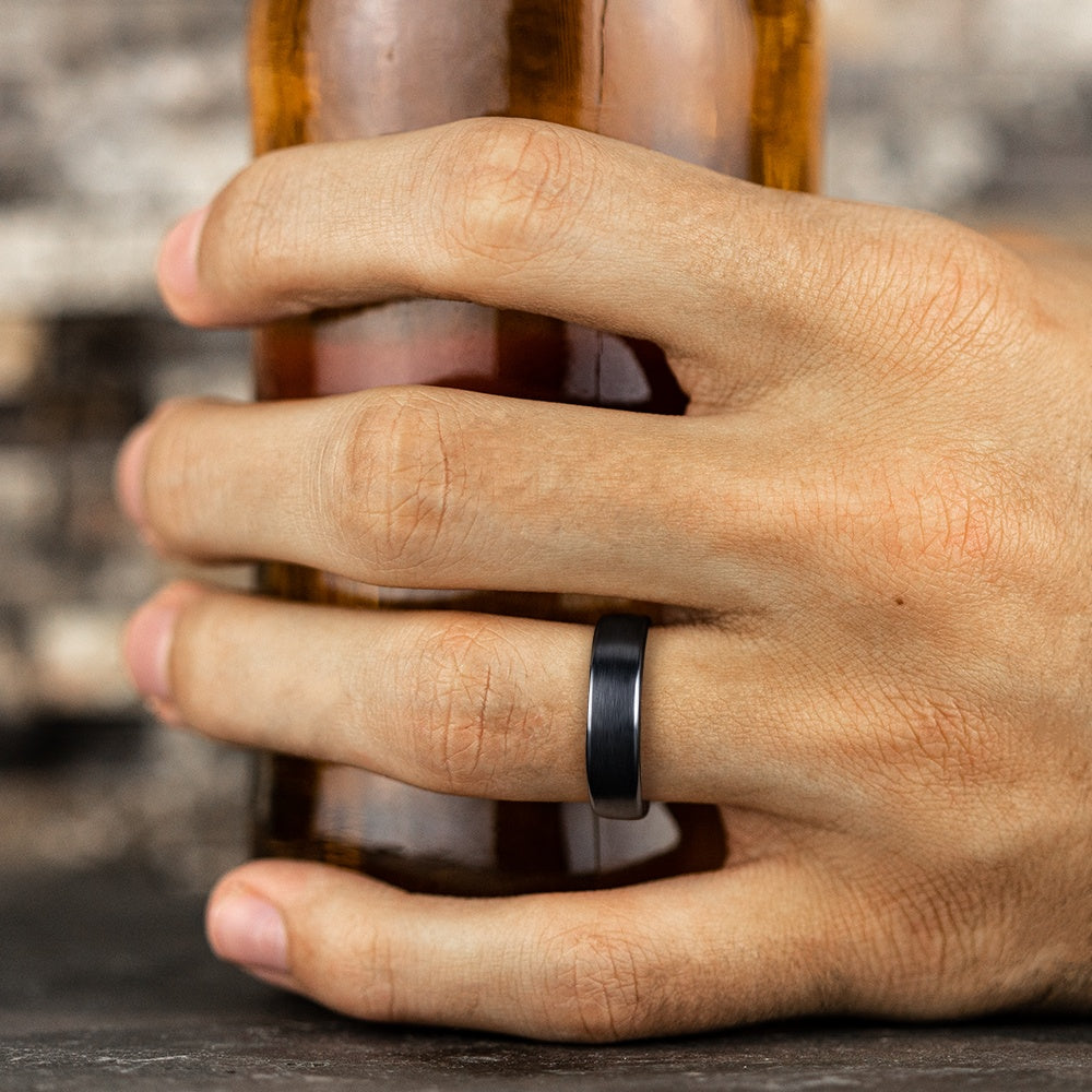 The Baron Men's Wedding Band in Black Titanium - 6.5mm Width by Forge