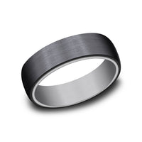 The Baron Men's Wedding Band in Grey Tantalum and Black Titanium - 6.5mm Width by Tantalum