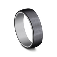 The Baron Men's Wedding Band in Grey Tantalum and Black Titanium - 6.5mm Width by Tantalum
