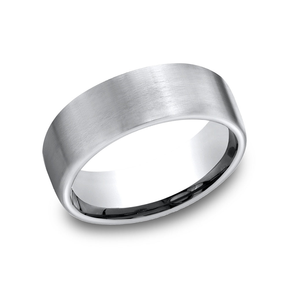 The Baron Men's Wedding Band in White Cobalt - 7.5mm Width by Forge