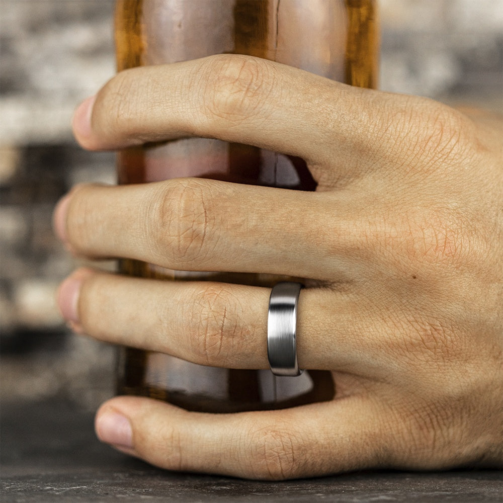 The Baron Men's Wedding Band in White Cobalt - 7.5mm Width by Forge