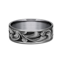 The Barrel Script Men's Wedding Band in Grey Tantalum and Grey/Black Titanium - 7.5mm Width by Brook and Branch