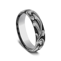 The Barrel Script Men's Wedding Band in Tungsten - 6mm Width by Forge