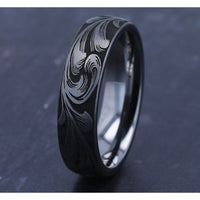 The Barrel Script Men's Wedding Band in Tungsten - 6mm Width by Forge