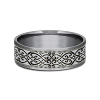 The Basilica Men's Wedding Band in Grey Tantalum and 14K White - 7.5mm Width by Ammara Stone