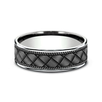 The Basket Men's Wedding Band in 14K White Gold and Grey Tantalum - 7.5mm Width by Ammara Stone