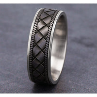 The Basket Men's Wedding Band in 14K White Gold and Grey Tantalum - 7.5mm Width by Ammara Stone