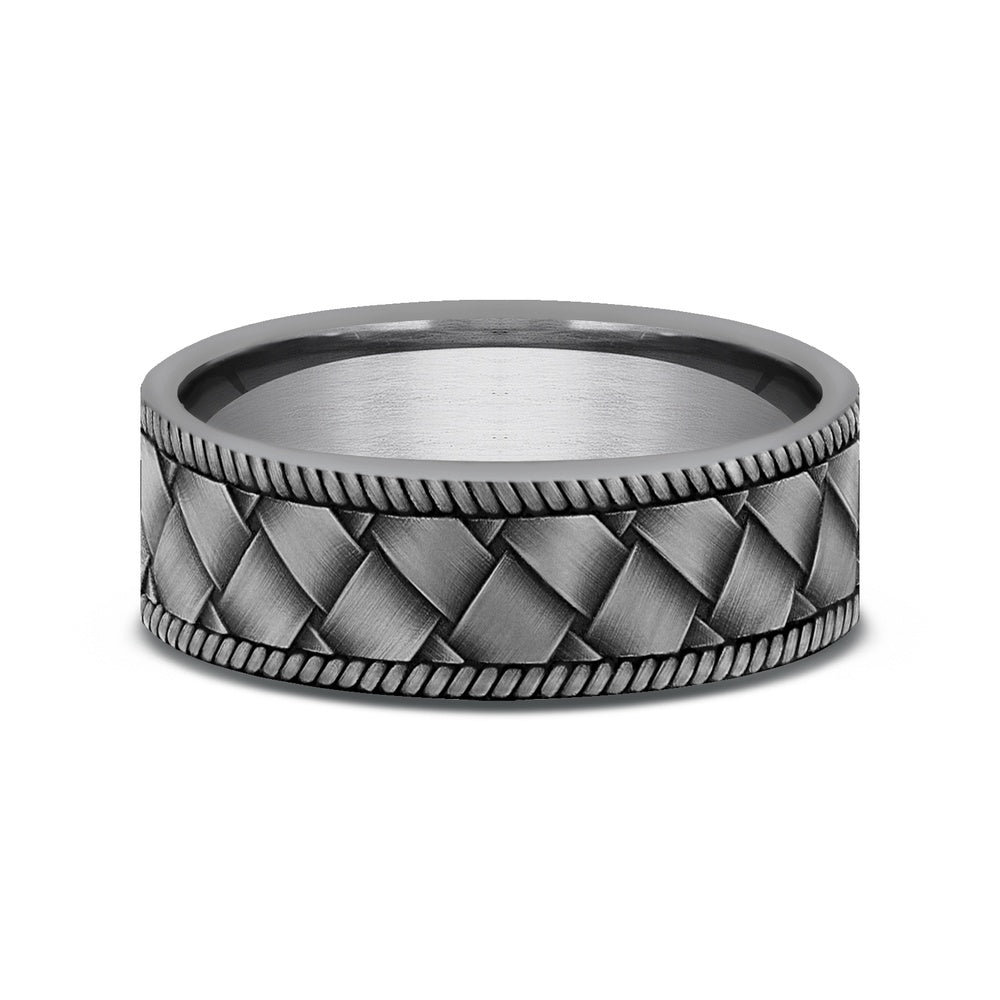 The Basket Men's Wedding Band in Grey Tantalum - 7mm Width by Tantalum